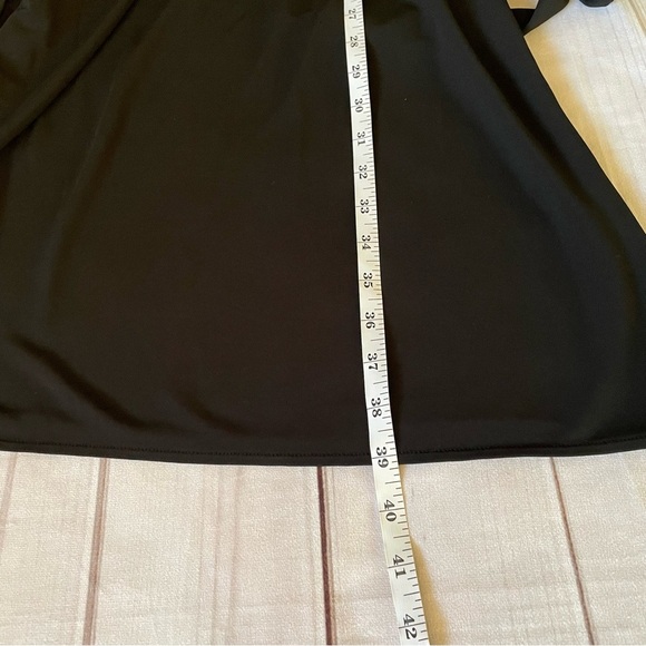 Ann Taylor Wrap Dress Womens 10 Black Classic Slinky Classy 3/4 Sleeve Corporate - Picture 11 of 13